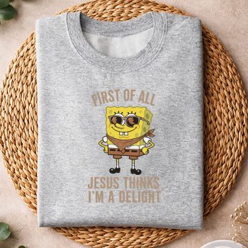 Alternative view of Spongebob Jesus Delight SVG, Spongebob Christian First of All Jesus Thinks Im A Delight SVG PNG