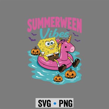 Spongebob Summerween SVG, Spongebob Summerween Vibes Funny Summer Unicorn Halloween SVG PNG
