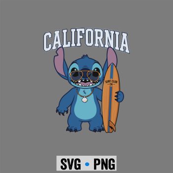 Stitch California SVG, Stitch California Retro Surfing California Beach Sunset Summer SVG PNG