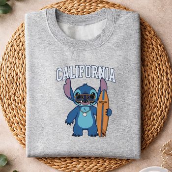 Alternative view of Stitch California SVG, Stitch California Retro Surfing California Beach Sunset Summer SVG PNG