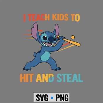 Stitch Dad Baseball SVG, Stitch Dad I Teach Kids to Hit and Steal Baseball SVG PNG