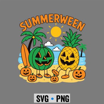 Summerween Watermelon Beach SVG, Summerween Cute Watermelon Pineapple Beach Vibes SVG PNG