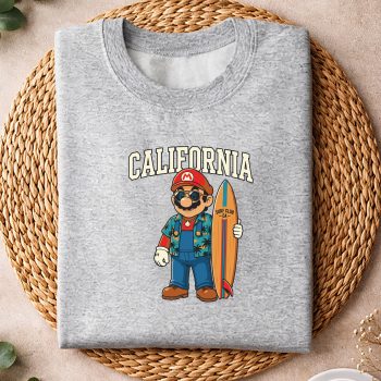 Alternative view of Mario California SVG, Super Mario California Retro Surfing California Beach Sunset Summer SVG PNG