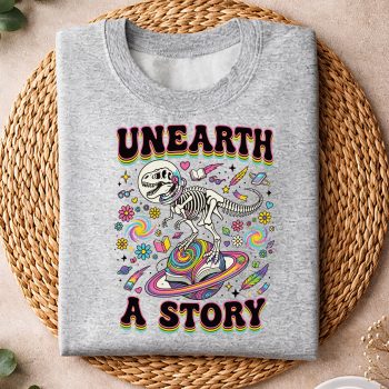 Alternative view of Bookworm Dinosaur, Unearth A Story Bookworm Student Summer Reading Space SVG PNG