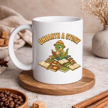 Dinosaur Reading SVG, Unearth a Story Dinosaur Reading Books Summer SVG PNG 5 UnearthaStoryDinosaurReadingBooksSummermug