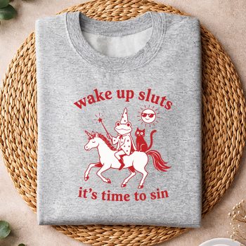 Alternative view of Weird Frog, Wake Up Sluts Its Time to Sin Funny Weird Frog Cat SVG PNG