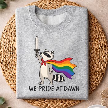WePrideAtDawnFunnyRaccoonLGBTSupportPrideMonthsweater