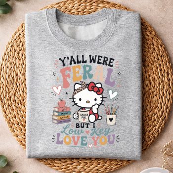 Alternative view of Hello Kitty, Y all were Feral But I Low Key Love You Hello Kitty Iced Coffee SVG PNG