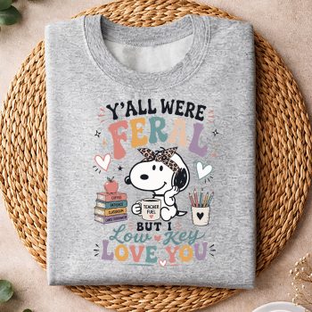 Alternative view of Snoopy, Y all were Feral But I Low Key Love You Snoopy Iced Coffee SVG PNG