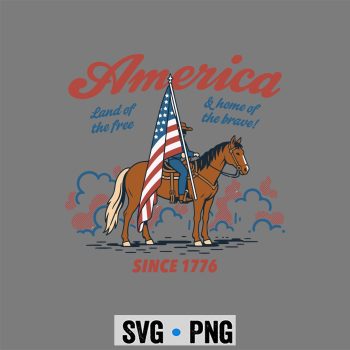 Classic Shop 45 America Land Free SVG, America Land of The Free Western Horse 4th of July Patriotic SVG PNG