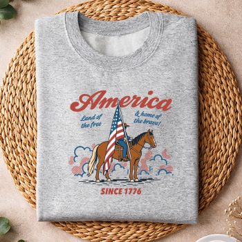 Alternative view of America Land Free SVG, America Land of The Free Western Horse 4th of July Patriotic SVG PNG