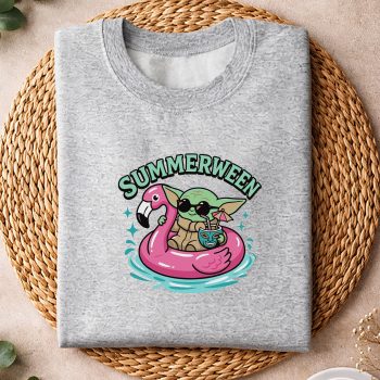 Alternative view of Baby Yoda Summerween SVG, Baby Yoda Summerween Art Flamingo SVG PNG