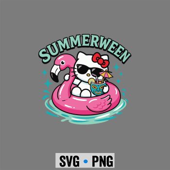 Hello Kitty Summerween SVG, Hello Kitty Summerween Art Flamingo SVG PNG