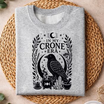 Alternative view of Crone Era Witchy SVG, In My Crone Era Witchy Raven Cauldron Goth Witch SVG PNG