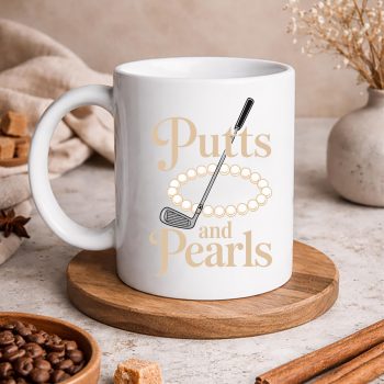 LadyGolferGolfingPuttsandPearlsmug