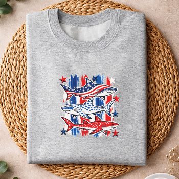 Alternative view of Shark Patriot USA SVG, Patriotic USA American Flag Shark Stars and Stripes SVG PNG