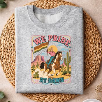 RainbowWePrideAtDawnWesternCowgirlLGBTQsweater