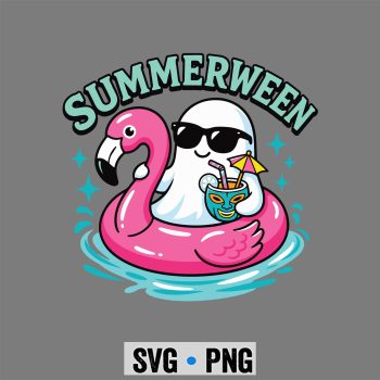 Summerween SVG, Summerween Art Ghost Flamingo SVG PNG