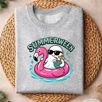 Alternative view of Summerween SVG, Summerween Art Ghost Flamingo SVG PNG