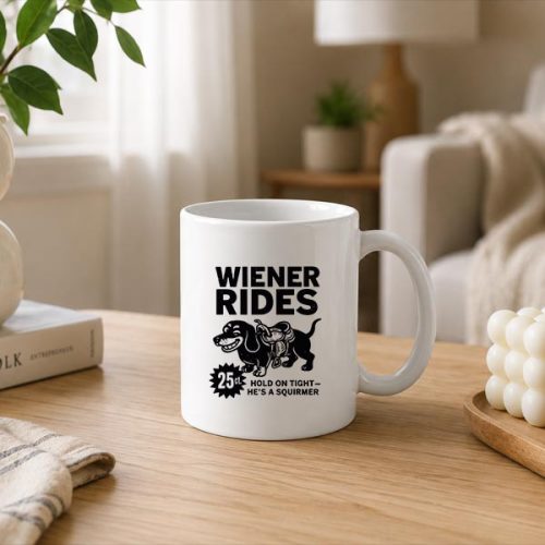 Adult Dachshund Newspaper Ad Wiener Rides 25 Cents Mug