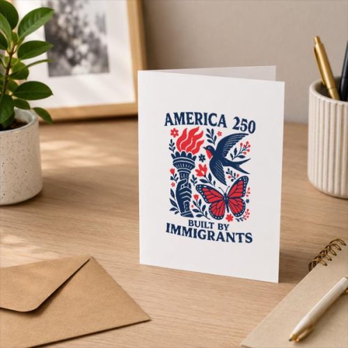 America 250 Built By Immigrants Patriotic 4th July Statement Greeting Card 3 America 250 Built By Immigrants Patriotic 4th July Statement Greeting Card