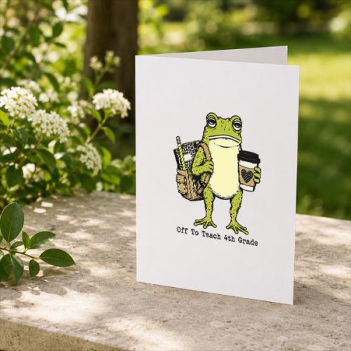 Back To School Off To Teach 4th Grade Frog Teacher Greeting Card