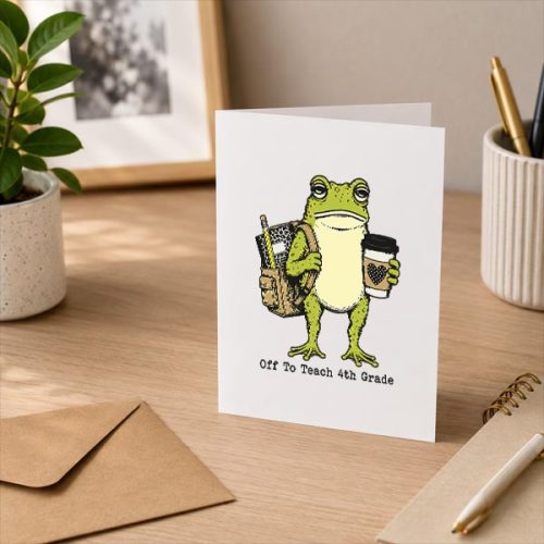 Back To School Off To Teach 4th Grade Frog Teacher Greeting Card