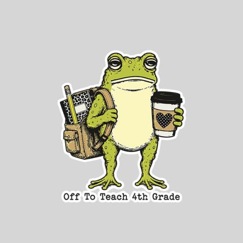 Back To School Off To Teach 4th Grade Frog Teacher Sticker