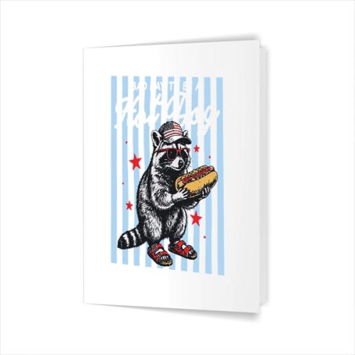 Bad Day To Be A Hot Dog Raccoon Hotdog 4th Of July Greeting Card 1 Bad Day To Be A Hot Dog Raccoon Hotdog 4th Of July Greeting Card