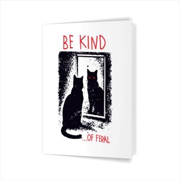 Be Kind Of Feral Black Cat Mirror Goth Aesthetic Greeting Card
