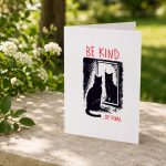Be Kind Of Feral Black Cat Mirror Goth Aesthetic Greeting Card