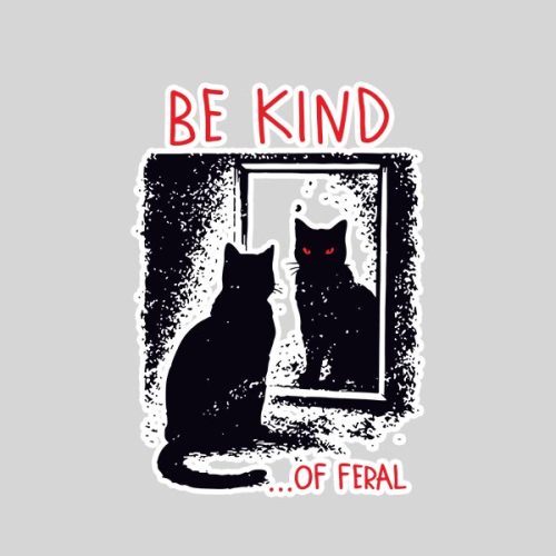 Be Kind Of Feral Black Cat Mirror Goth Aesthetic Sticker 1 Be Kind Of Feral Black Cat Mirror Goth Aesthetic Sticker