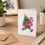 Christmas In July Christmas Tree Flamingo Float Greeting Card