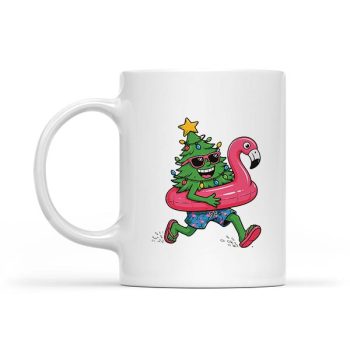 Christmas In July Christmas Tree Flamingo Float Mug