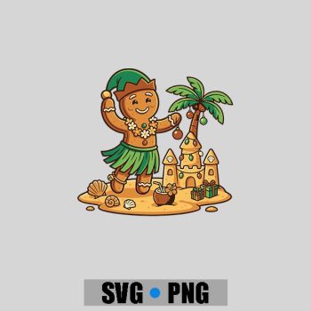 Christmas In July Gingerbread Man Tropical Beach PNG SVG