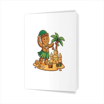 Christmas In July Gingerbread Man Tropical Beach Greeting Card
