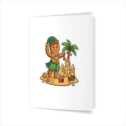 Christmas In July Gingerbread Man Tropical Beach Greeting Card