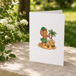 Christmas In July Gingerbread Man Tropical Beach Greeting Card