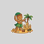 Christmas In July Gingerbread Man Tropical Beach Sticker