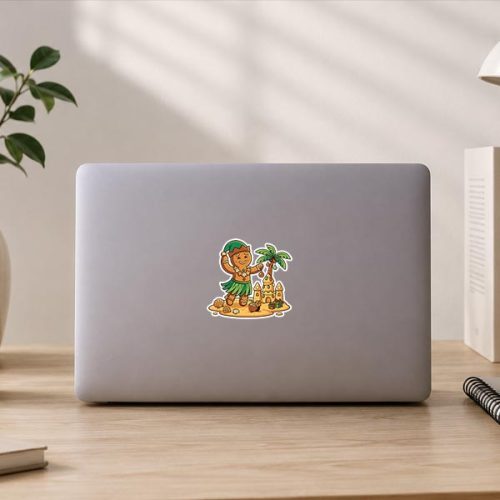 Christmas In July Gingerbread Man Tropical Beach Sticker 3 Christmas In July Gingerbread Man Tropical Beach Sticker