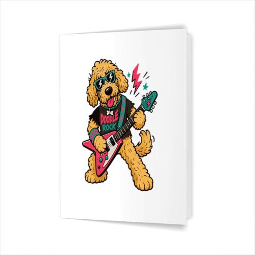 Cool Golden Doodle Guitarist Rockstar Dog Musician Comfort Colors Greeting Card