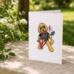 Cool Golden Doodle Guitarist Rockstar Dog Musician Comfort Colors Greeting Card
