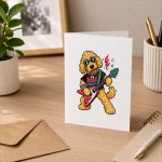Cool Golden Doodle Guitarist Rockstar Dog Musician Comfort Colors Greeting Card