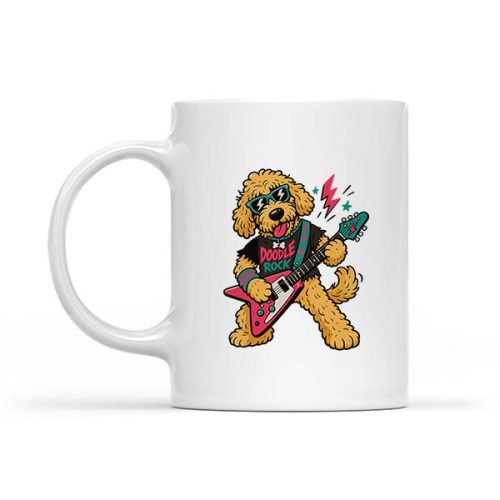 Cool Golden Doodle Guitarist Rockstar Dog Musician Comfort Colors Mug