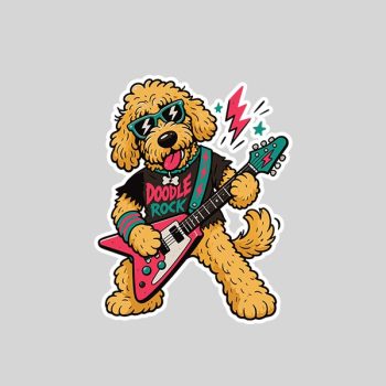 Homepage 78 Cool Golden Doodle Guitarist Rockstar Dog Musician Comfort Colors Sticker