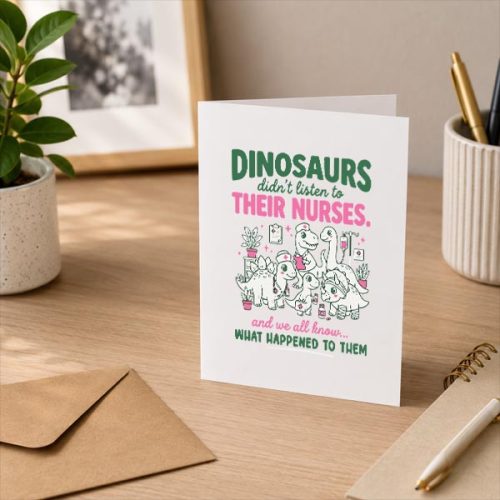 Dinosaur Didnt Listen To Their Nurses Rn Cna Nicu Rn Greeting Card 3 Dinosaur Didnt Listen To Their Nurses Rn Cna Nicu Rn Greeting Card