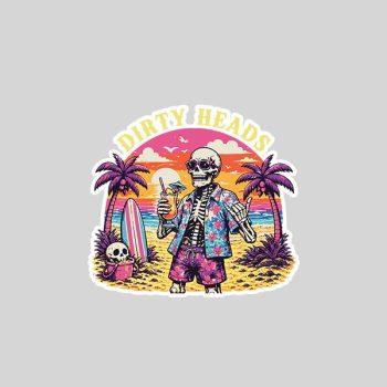 Dirty Heads Skeleton Beach Summer Vacation Summerween Party Sticker