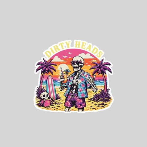 Dirty Heads Skeleton Beach Summer Vacation Summerween Party Sticker
