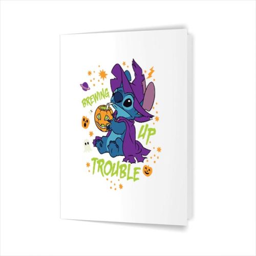 Disney Stitch Halloween Witch Costume Brewing Up Trouble Greeting Card 1 Disney Stitch Halloween Witch Costume Brewing Up Trouble Greeting Card