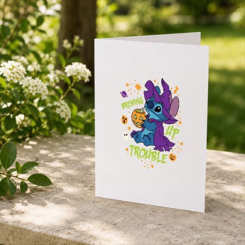 Disney Stitch Halloween Witch Costume Brewing Up Trouble Greeting Card 2 Disney Stitch Halloween Witch Costume Brewing Up Trouble Greeting Card